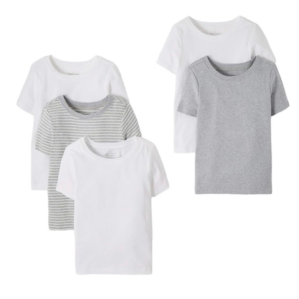 NWT Hanna Andersson Organic Cotton White and Gray Short Sleeve Tee Bundle
